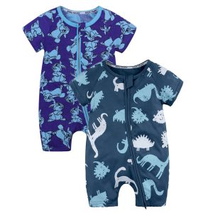 Summer Newborn Unisex Clothes Short Sleeve Baby Rompers Infant Pajamas Cotton Soft Boys&Girls Jumpsuit  Costume 2Pcs Many Colors 1