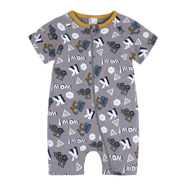 Summer Toddler Bodysuit for Newborn Baby Girl Boy Clothes Rompers Zipper Pajamas Letter Cotton Short Sleeve Infant Jumpsuit 1