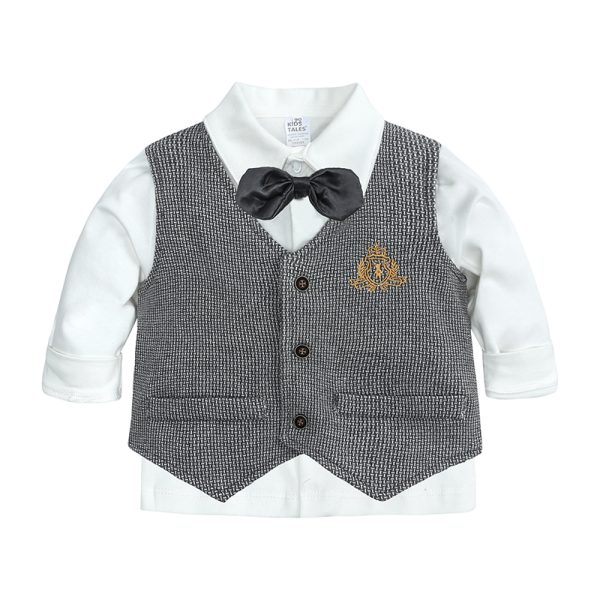 Newborn Boy Clothes Sets Gentleman Suit Boys Clothing Set Cotton Vest+ Long Sleeve Shirt + pants Infant Clothes Casual Gift 3PCS 4
