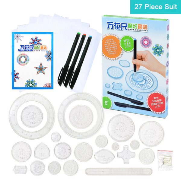 Magic Flower Rulers Suit DIY Art Drawing Education Stationery Children Multi-functional Template Montessori Toys For Learning 4