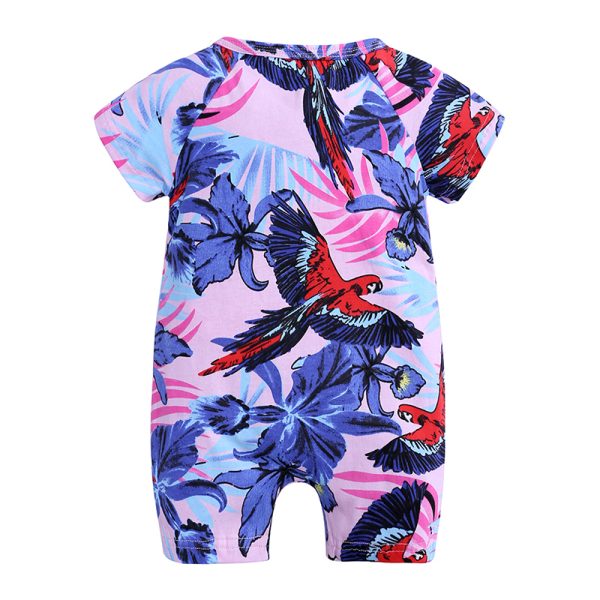 Kids Tales NEW baby girls clothes Summer Short Sleeve Cartoon parrot boys rompers unisex toddler jumpsuits 0-2 baby wear MR240 2