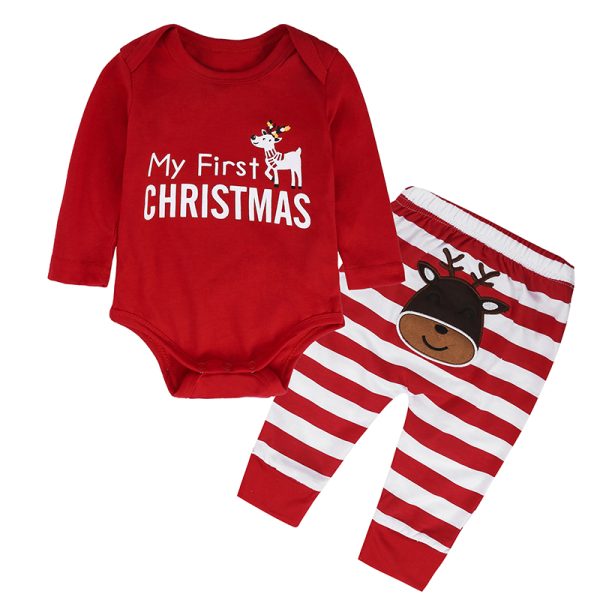 2019 Christmas Cute Newborn Infant Baby Boy Girl Clothes Romper Tops + Long Pants 2PCS Outfit Set Baby Clothing DBC033 2