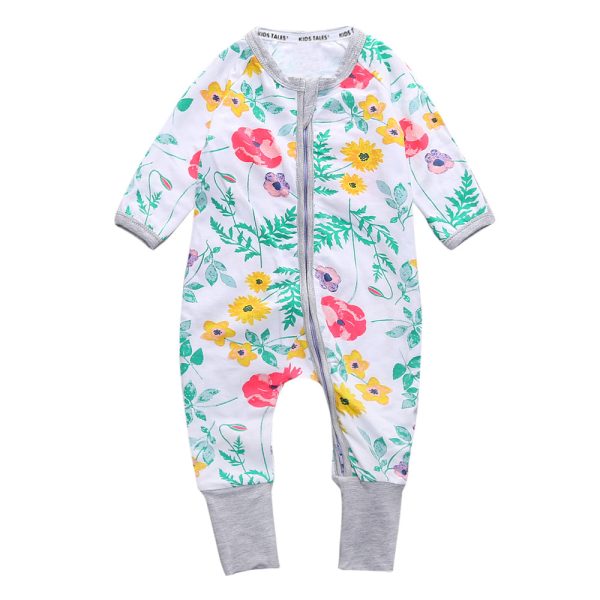Newborn Baby Boy Clothes Infant Romper Long Sleeve Flower Print Baby Girl Rompers Jumpsuit Pajamas Baby Clothing Girl CR104 5