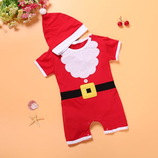 CR051 hot sale baby jumpsuits with chirstmas hat baby clothes grandfather frost new year clothes for girls new arrival 4