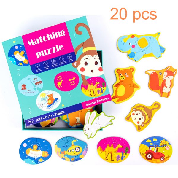 Intelligence Kids Toy Wooden Puzzle Jigsaw Tangram For Children Baby Cartoon Matching Puzzles Early Educational Learning Toys 6