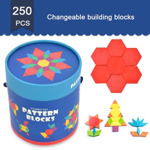 wooden building blocks assembling early education puzzle colored pattern 250 pieces building blocks children's toys 1
